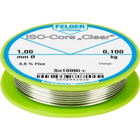 Felder ISO-Core Clear Sn100Ni+ spájkovací cín cievka Sn99,25Cu0,7Ni0,05 0.100 kg 1 mm; 5552941010