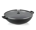 KELA Wok Calido 36 cm čierna / Panvica / liatinová / s pokrievkou (KL-12475)