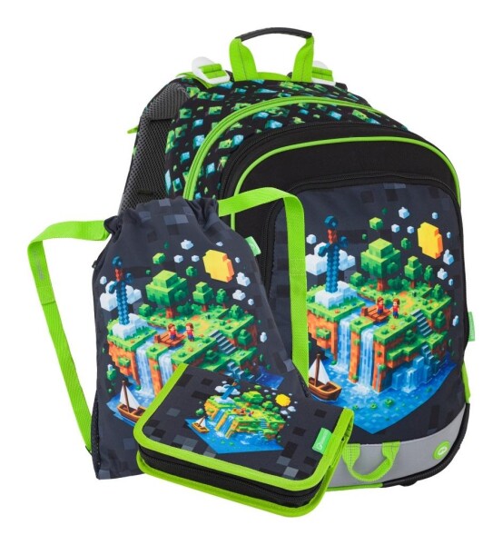 Školský set Bagmaster ALFA 26 B Set S Pixel World
