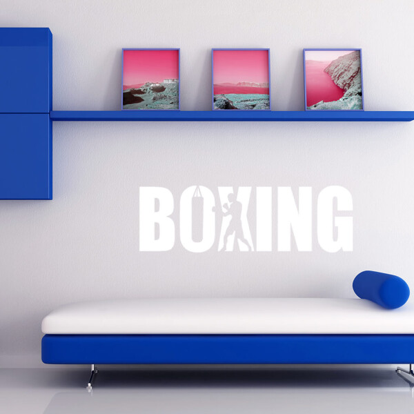 Veselá Stena Samolepka Nápis boxing Farba: bílá, Veľkosť: 40 x 12 cm