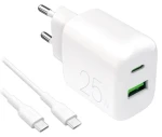 Puro PRO LITE biela / Nabíjacia sada / USB-A + USB-C / 25 W / kábel USB-C - USB-C 1,2 m