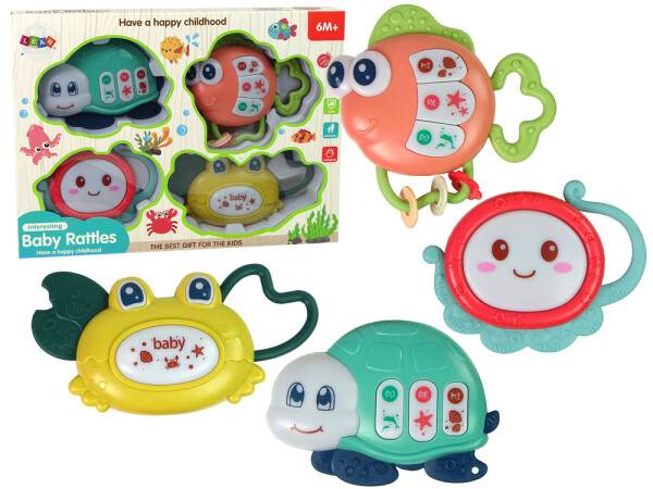 Mamido Detská rattle Set 4ks chobotnice krab morské živočíchy teether