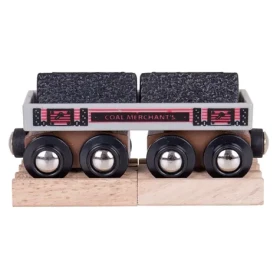 Bigjigs Rail Dlhý vagónik s uhlím + 2 koľaje