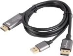 Lanberg CA-HDDP-20CU-0010-BK čierna / Kábel DisplayPort na HDMI + USB-A / 1 m (CA-HDDP-20CU-0010-BK)