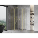MEXEN/S - Mist L sprchový kút štvrťkruh, krídlové 100 x 100, transparent, zlato kartáčovaná 8A32L-100-100-55-00