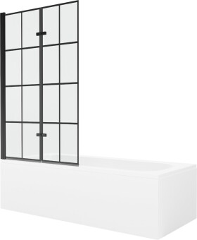 MEXEN/S - Vega obdĺžniková vaňa 170 x 70 cm s panelom + vaňová zástena 100, čierna vzor 550117077X9210027077