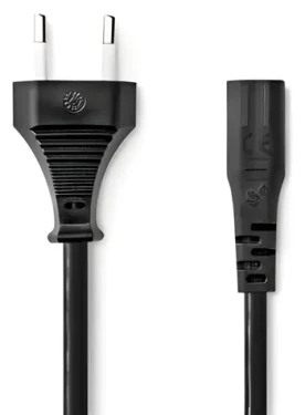 Nedis napájací kábel Euro-IEC320-C1 čierna / Napájací kábel / Poniklovaný / 2 m / Plochý / PVC (CEGB11060BK20)