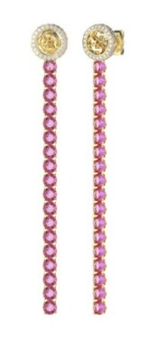 Guess Výrazné pozlátené náušnice s ružovými kryštálmi Paradise JUBE05144JWYGFCT/U