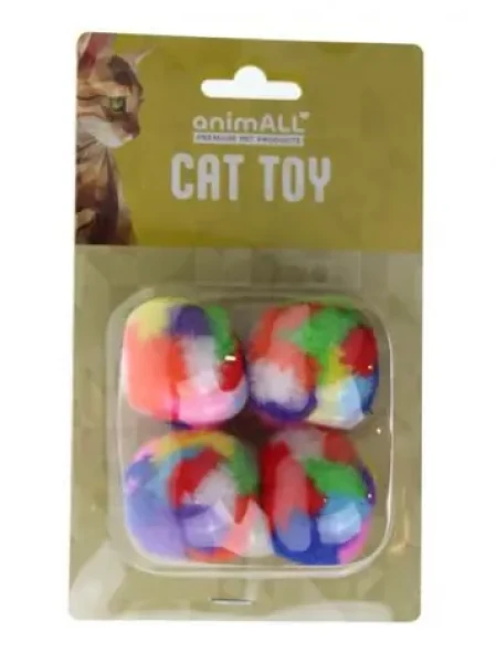 AnimALL Hračka Cat Loptička plyš farebný 4-5 cm 4 ks (114040)