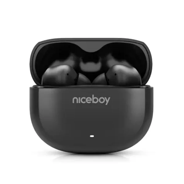 Niceboy Pins 4 čierna / Bezdrôtové slúchadlá s mikrofónom / ANC / Bluetooth 6.0 / IPX4 / nabíjacie púzdro (pins-4-black)