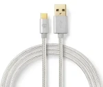 Nedis GOLD kábel USB-A - USB-C / Dátový kábel / USB 2.0 / 3 m / nylon / hliníkové konektory (CCTB60600AL30)