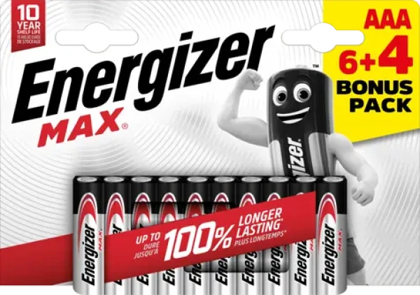 Energizer MAX AAA 6+4 zadarmo 1.5V alkalické / 10ks / LR03 (EU014)