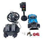 Mamido Mamido Auto na diaľkové ovládanie 1:16 pretekársky model s volantom, pedálmi a semaformi modré MT1345