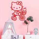 Veselá Stena Samolepka Mačička Hello Kitty Farba: modrá, Veľkosť: 60 x 49 cm