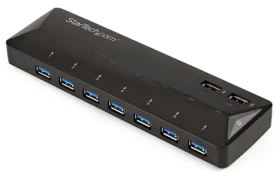 StarTech USB Hub 7 portov čierna / USB hub / USB 3.0 / 2x rýchlonabíjací Port 2,4 A (ST93007U2C)
