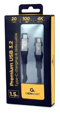 Gembird Premium USB-C / Dátový kábel / USB-C - USB-C / USB 3.2 Gén 2x2 / 20 Gbit / s / 100W / 1,5 m (CCBP-USB3-CMCM100-1.5M)