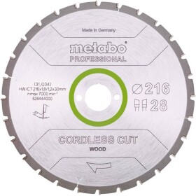 Metabo CORDLESS CUT WOOD 628444000 pílový kotúč 216 x 30 x 1.2 mm Počet zubov (na palec): 28 1 ks; 628444000