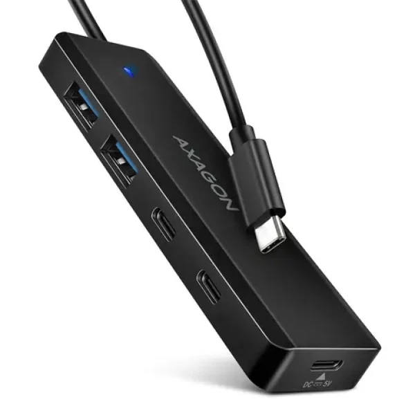 Axagon HUE-C2C, 4× USB 5Gbps TRAVEL húb, 2× USB-A + 2× USB-C, USB-C napájanie, kábel USB-C 19cm (HUE-C2C)