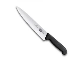VICTORINOX Fibrox Kuchársky nôž 19 cm čierna / vrúbkované ostrie (5.2033.19)