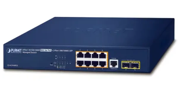 Planet GS-4210-8P2S / Switch / L2 Managed / 8x 1Gb RJ-45 / 2x SFP / PoE 802.3at / 120W / QoS (GS-4210-8P2S)