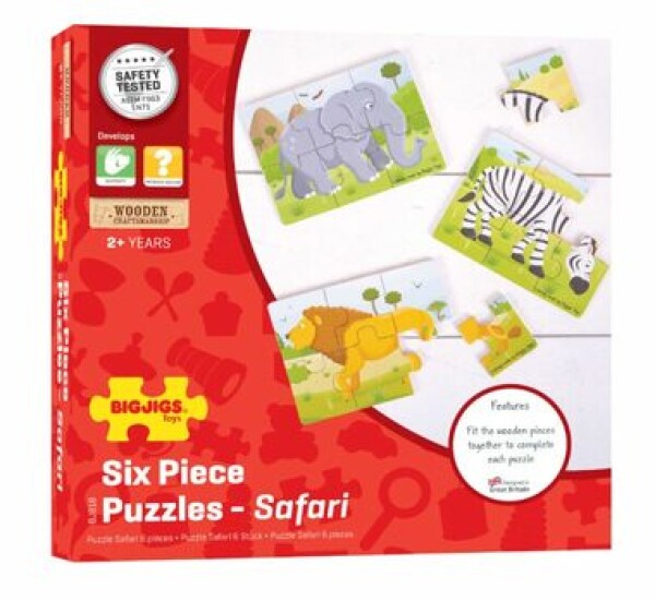 Bigjigs Toys Puzzle 3v1 safari zvieratká