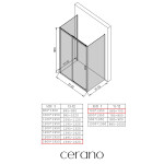 CERANO - Trojstenný sprchovací kút Varone LINE UL/P - 6 mm - čierna matná, mliečne sklo - 160x70 - posuvný CER-DY505-90223