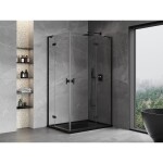 MEXEN/S - Mist-H L Duo sprchovací kút dvere krídlové 90 x 110, transparent, čierna 8A5L-090L-110P-70-00