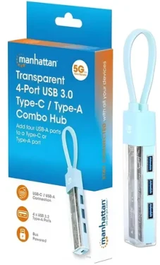 Manhattan USB-A/C hub 4X USB-A / USB hub / USB 3.2 Gen 1 / 5 Gbit/s / Bus Power (0001-00020-17427)