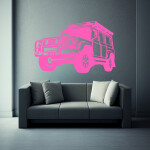 Veselá Stena Samolepka Auto Land Rover Defender Farba: ružová, Veľkosť: 40 x 35 cm