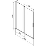 MEXEN/S - Velar L dvojkrídlová posuvná vaňová zástena 100 x 150, dekor, chróm 896-100-003-31-01
