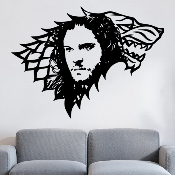 Veselá Stena Samolepka Jon Snow Hra o tróny Farba: černá, Veľkosť: 80 x 58 cm
