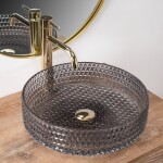 REA - Umývadlo na dosku Cristal Grey 39 nikl Ring REA-U8880