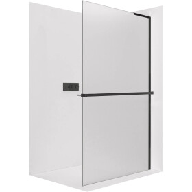 CERANO - Sprchová zástena Walk-in Onyx L-pravá vzpera - 8 mm + polička/držiak na uteráky - čierna matná, mliečne sklo - 80x200 CER-8050BD1018