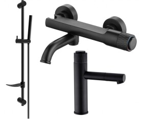 MEXEN/S - Diamond DF70 Set umývadlovej a vaňovej batérie s príslušenstvom, čierna 71503DF70-70