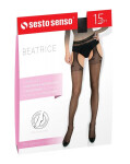 Dámske pančuchové nohavice Beatrice 15 den - Sesto Senso M-3 černá s červenou