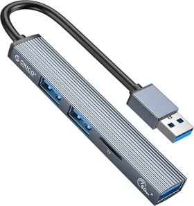 Orico AH-A12F-GY-BP sivá / USB hub / 3x USB-A / USB-C / čítačka microSD / kábel 15 cm (AH-A12F-GY-BP)