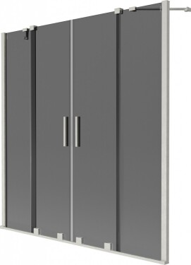 MEXEN/S - Velar Duo dvojkrídlová posuvná vaňová zástena 150 x 150, grafit, nikel kartáčovaný 896-150-000-42-97