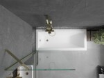 MEXEN/S - Cubik obdĺžniková vaňa 150 x 70 cm s panelom + vaňová zástena 80, transparent, zlatá 550315070X9508000050
