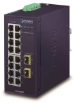 Planet IGS-1820TF / Switch priemyselný / 16x 1Gb RJ-45 / 2x SFP / -40 až 75 ° C / fanless (IGS-1820TF)