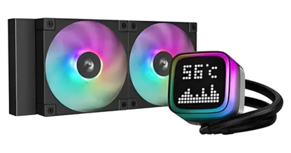 DEEPCOOL LP240 čierna / Komplet vodného chladenia / 2x 120mm / ARGB / LED displej / 2400 RPM (R-LP240-BKMSNC-G-1)