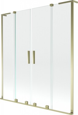 MEXEN/S - Velar L Duo dvojkrídlová posuvná vaňová zástena 140 x 150, transparent, zlatá 896-140-003-02-50