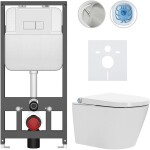 CERANO - Závesné WC s bidetom Basic/Cronus Standard - biela lesklá - WC tlačidlo Modulo/Biela - závesné - predstenová inštalácia - 59,3x38,4 CER-8050BD86453