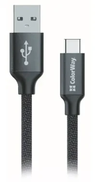 Colorway čierna / Dátový kábel / USB-A - USB-C / 2,1 A / 1 m (CW-CBUC003-BK)
