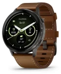 Garmin Venu 4 45 mm sivá, čierny/hnedý remienok / Chytré hodinky / AMOLED / GPS / Wi-Fi / 5 ATM (010-03014-03)