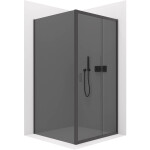 CERANO - Sprchovací kút Varone LINE Ľ/P - 6 mm - čierna matná, grafitové sklo - 100x100x195 - posuvný CER-8050BD7211