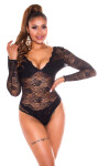 Sexy long sleeve lace body with deep neckline