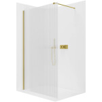 CERANO - Sprchová zástena Walk-in Onyx Cube Ľ/P - 8 mm - hranatá vzpera - zlatá, ryhované sklo - 110x200 CER-8050BD593
