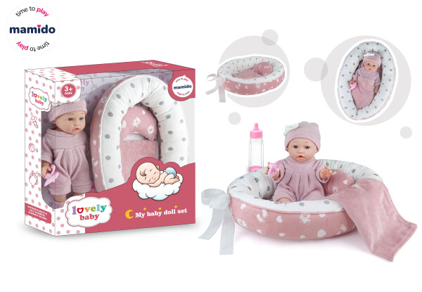 Mamido Mamido Bábika bábätko v hniezdočku s doplnkami MT1205