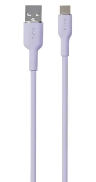 Puro Soft Silicone Cable levanduľová / dátový kábel / USB-A / USB-C / 1.5m (PUUSBCICONLVD)
