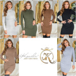 Sexy Basic Mini Knit Dress with Turtleneck Einheitsgroesse